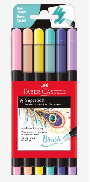 Caneta Brush SuperSoft 6 Cor Pastel 15.07...