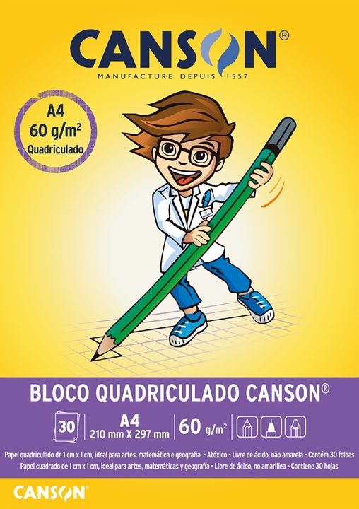 Bloco Quadriculado Escolar A4 60g 30F Ref...