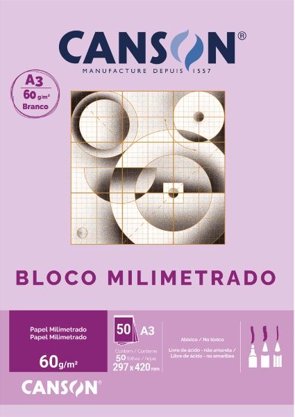 Bloco Estud. Milimetrado A3 60g 50F Ref.6...