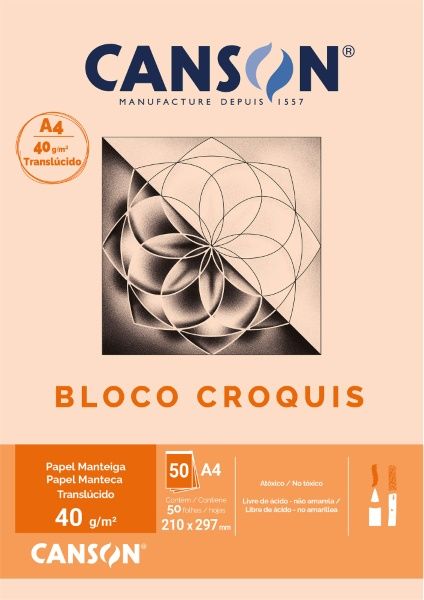 Bloco Croquis Manteiga A4 40g 50F Ref.666...
