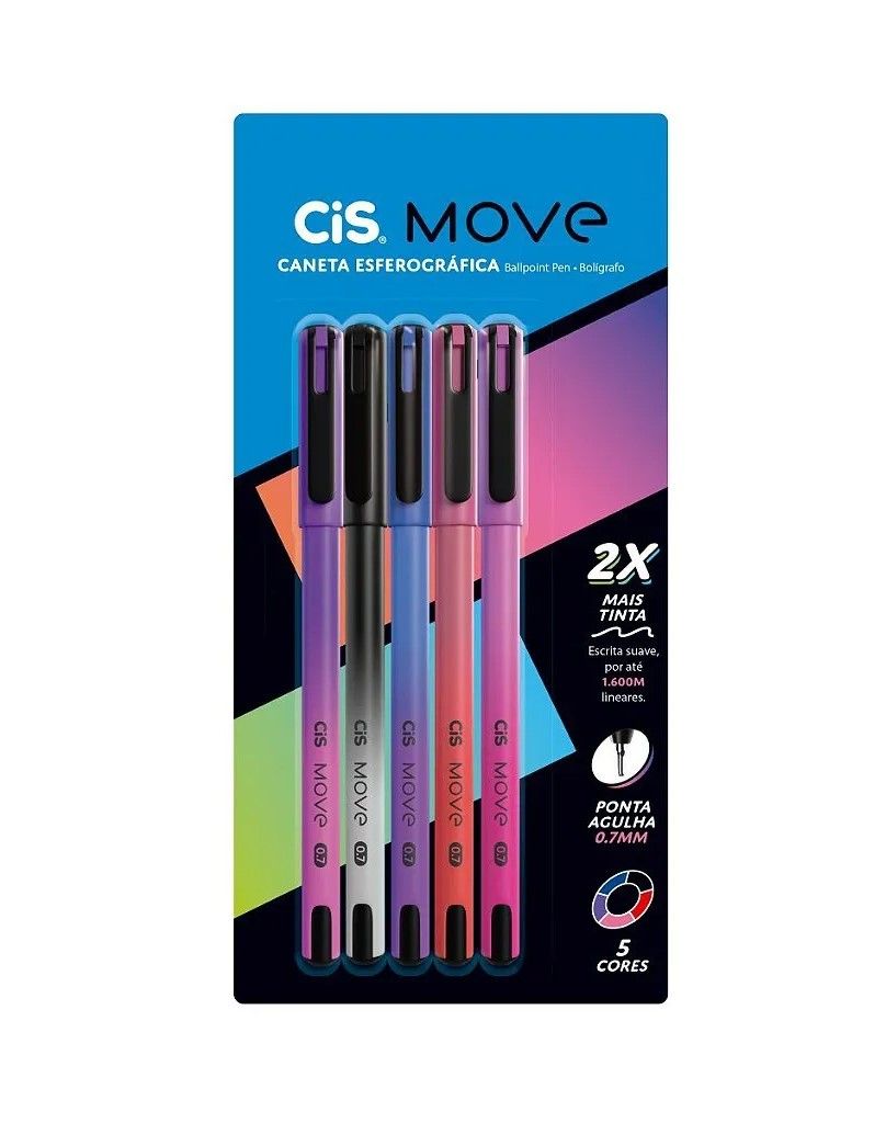 Caneta 0.7 Esf. Cis Move c/5 Cores Ref:52...