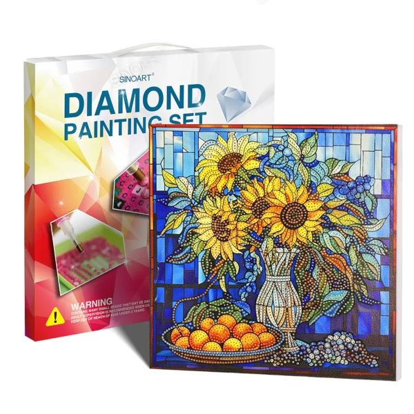 Tela Diamante 30x30 Vaso de Girassois DEE...