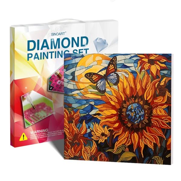Tela Diamante 30x30 Girassol e Borboleta ...