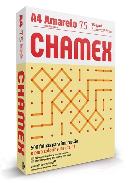 Papel Sulf. A4 75g/m² 500F Color Amarelo ...