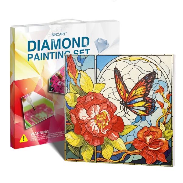 Tela Diamante 30x30 Borboleta no Jardim D...