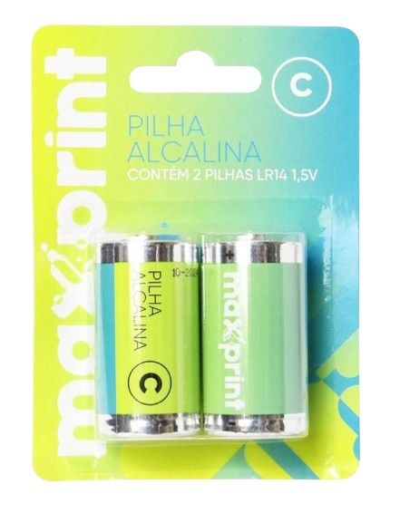 Pilha Alcalina C Media c/2Un 1,5V Maxprint